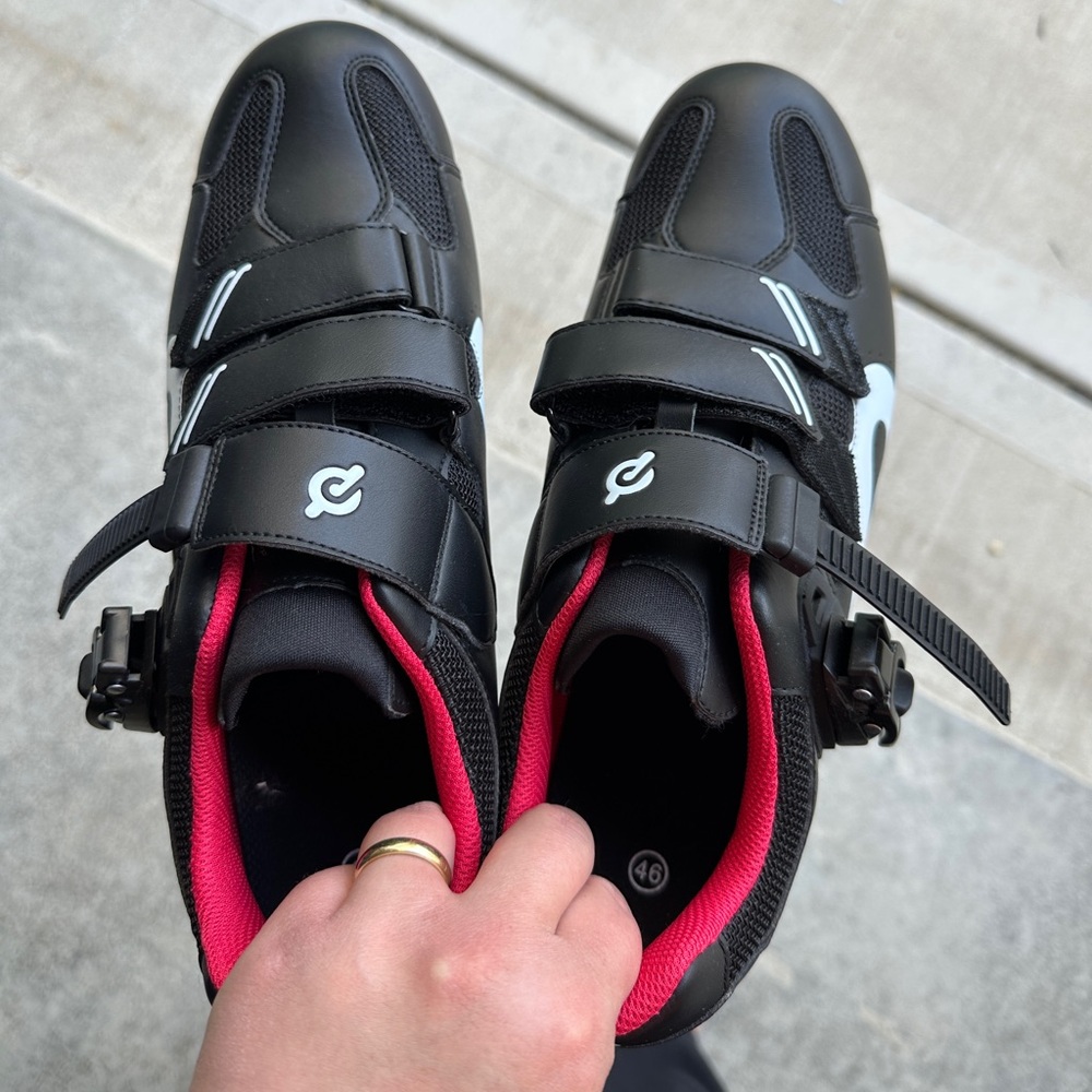 Peloton Black and Pink Athletic Shoes